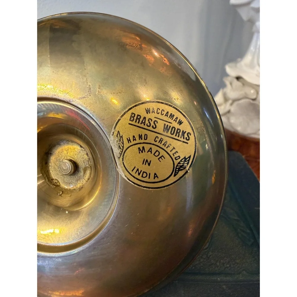 Vintage Brass Chamberstick Candle Holder with Handle, Waccamaw‎ Brass Works